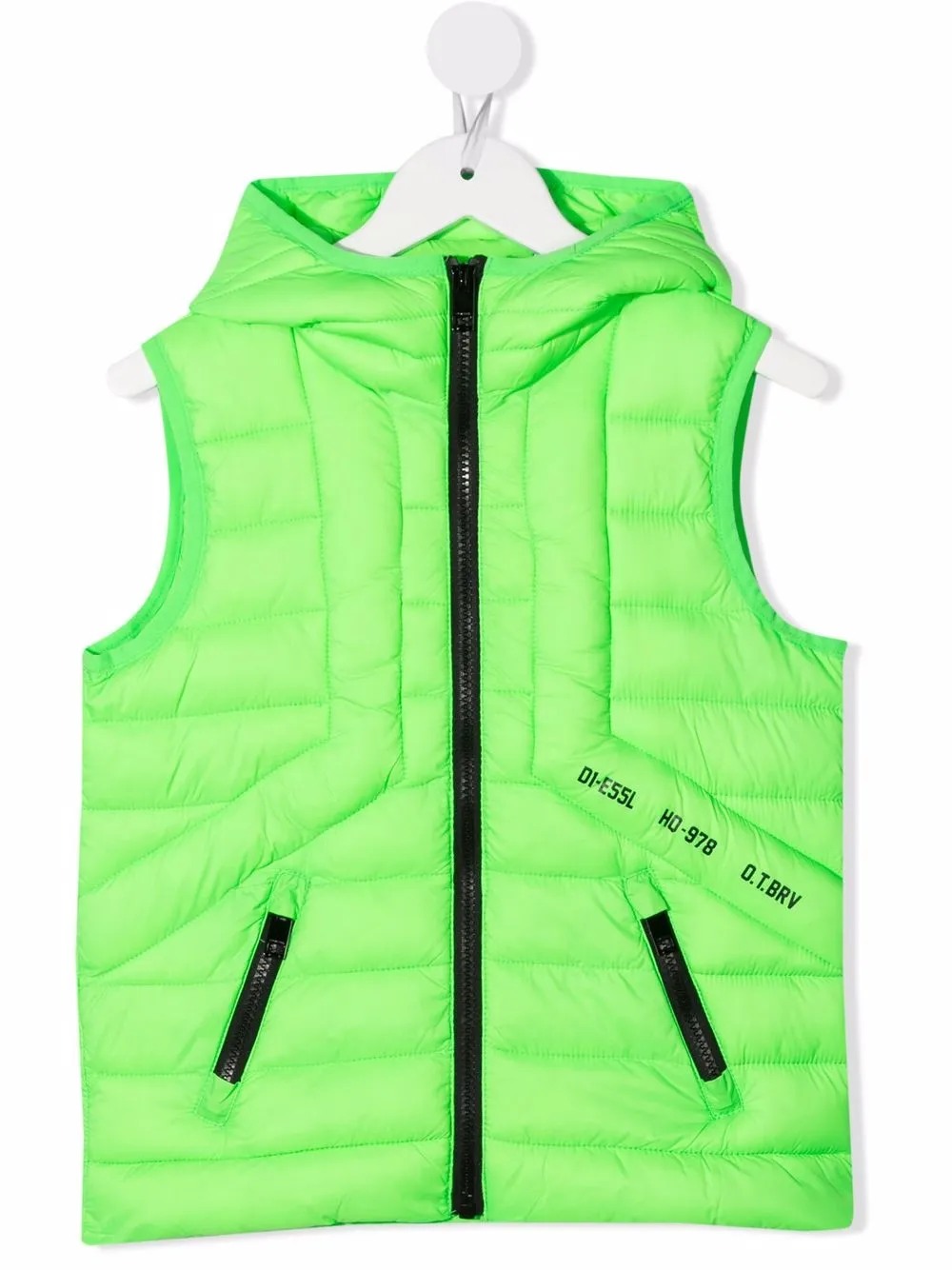 

Стеганый жилет с капюшоном Diesel Kids, зеленый