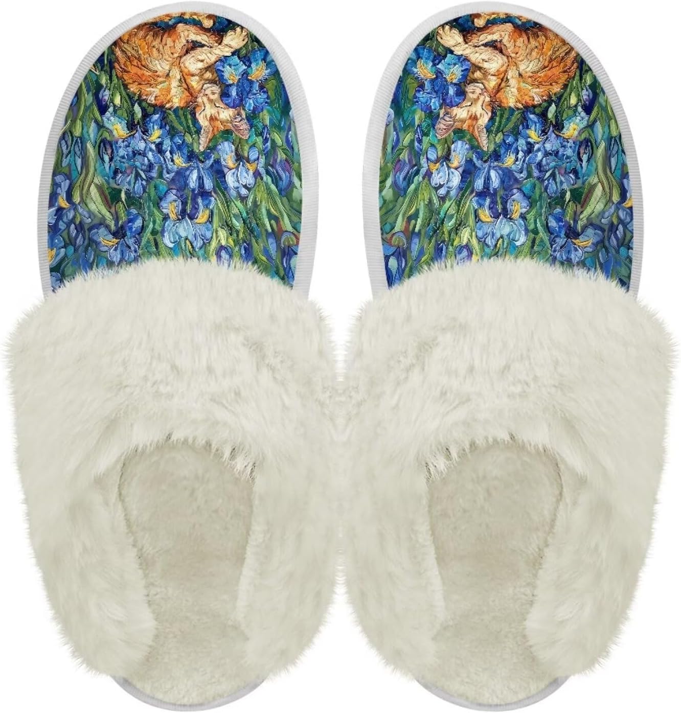 

Хлопковые тапочки PJHEQOXE с пушистыми краями, домашние тапочки для дома и улицы, хлопковые тапочки унисекс, Cat Flower