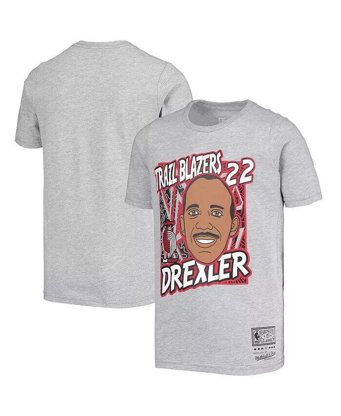 

Серая футболка Big Boys Clyde Drexler Portland Trail Blazers Hardwood Classics King of the Court Player Mitchell & Ness