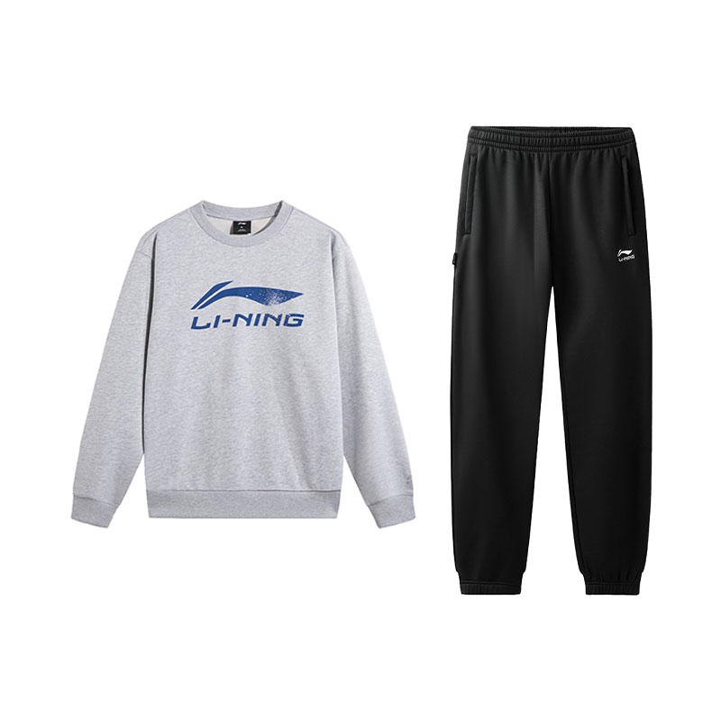 

LiNing Повседневная спортивная одежда унисекс, heather серый top+черный pants