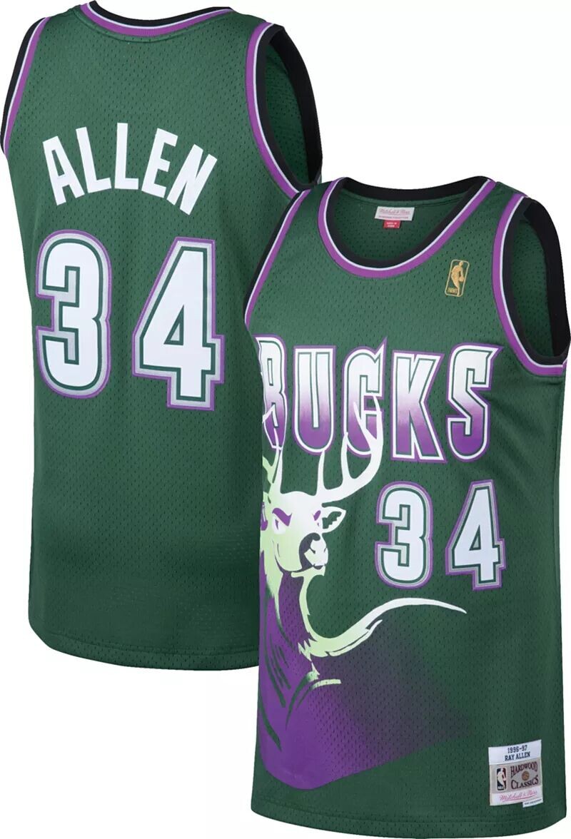 

Мужская майка Mitchell & Ness Milwaukee Bucks Ray Allen #34 Swingman