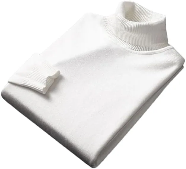 

Мужской свитер с высоким воротником, однотонный, slim fit