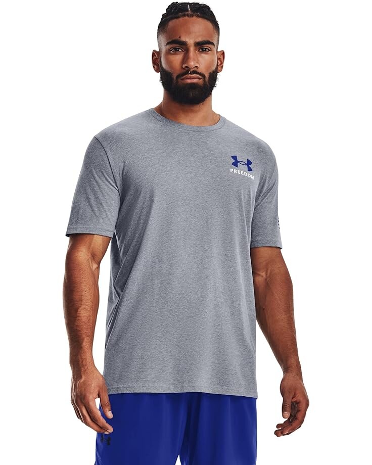 

Футболка Under Armour New Freedom Banner T-Shirt, цвет Steel Medium Heather/Royal/Red