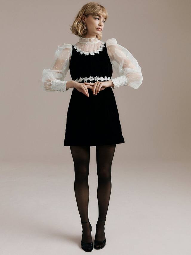 

Мини-платье Karina из вельвета Queens of archive, Black/White