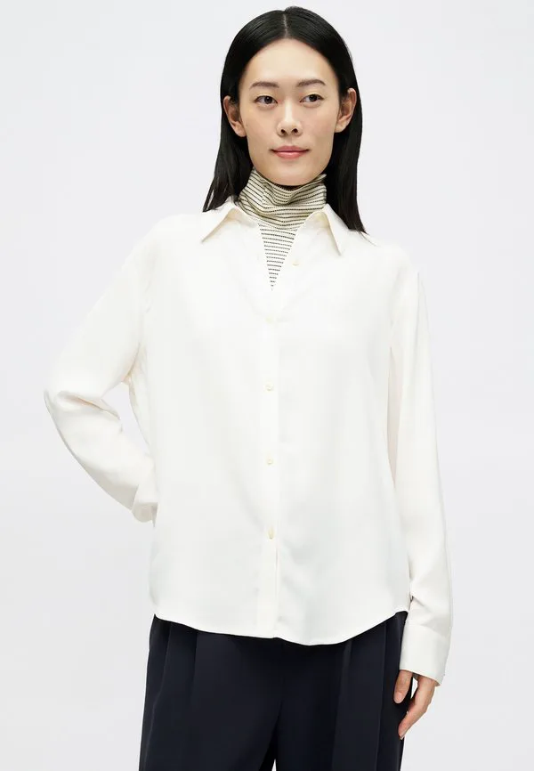 Классическая блузка на пуговицах Calvin Klein, White Greige — фото 4