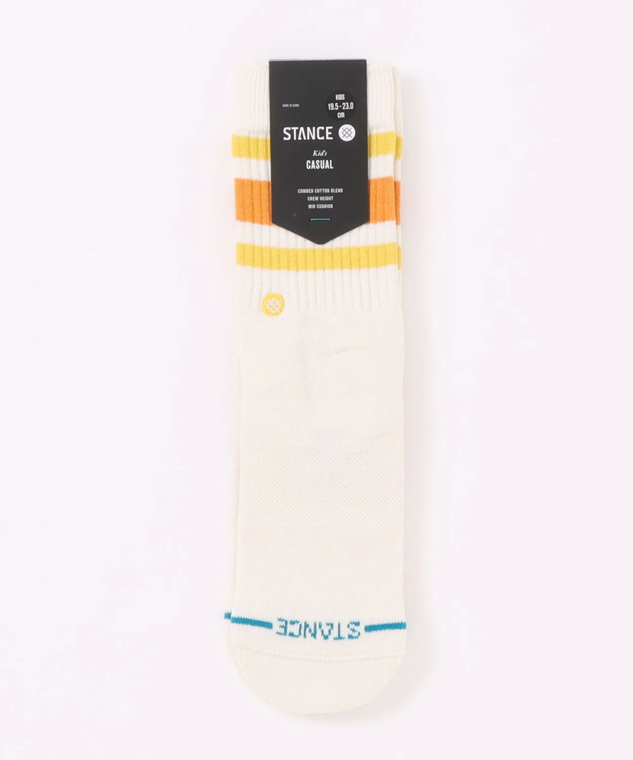 Детские носки STANCE KIDS BOYD CREW, хлопковые, белый с жёлтым — фото 4