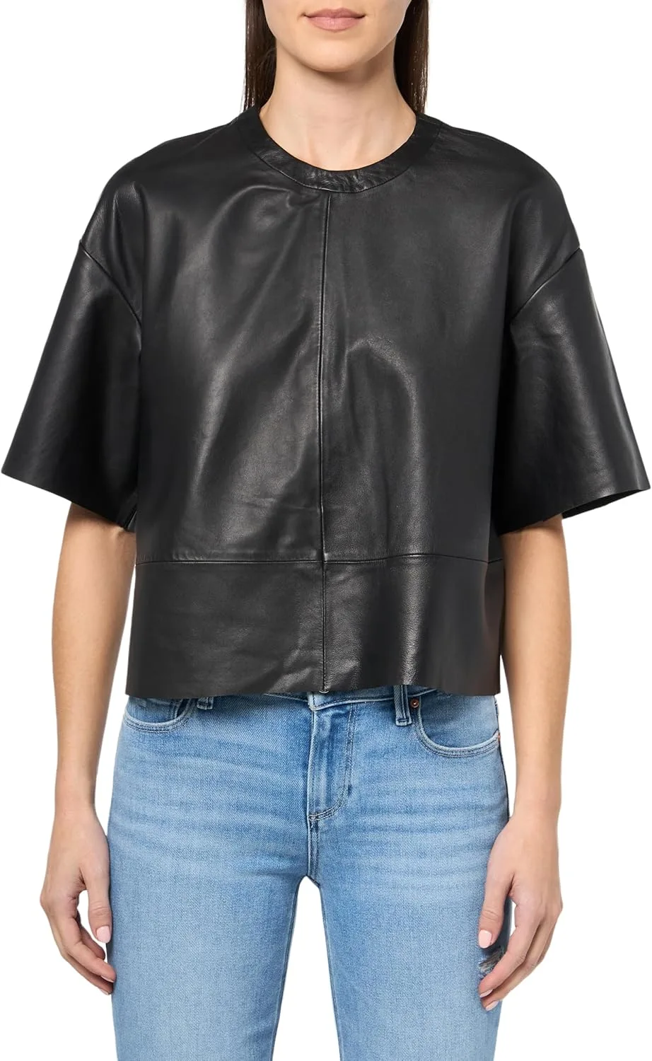 

Allsaints Women's Renai Короткий Рукав Кожаная Футболка