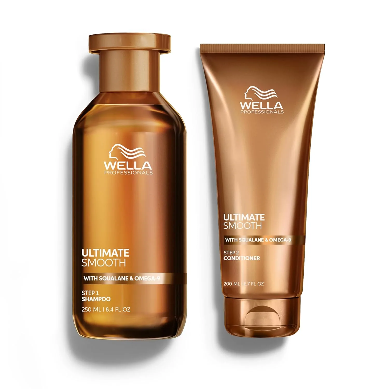 Набор Wella Professionals ULTIMATE SMOOTH: шампунь и кондиционер | Средство для ухода за сухими и вьющимися волосами со скваланом и омега-9 | Различные размеры 447 мл (1 шт.)