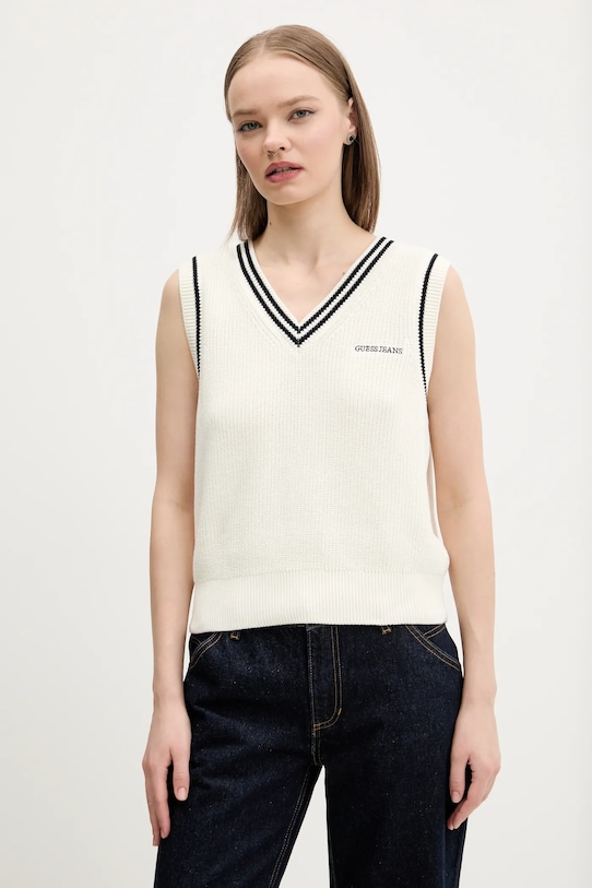 

Хлопковая жилетка Guess Jeans, бежевый