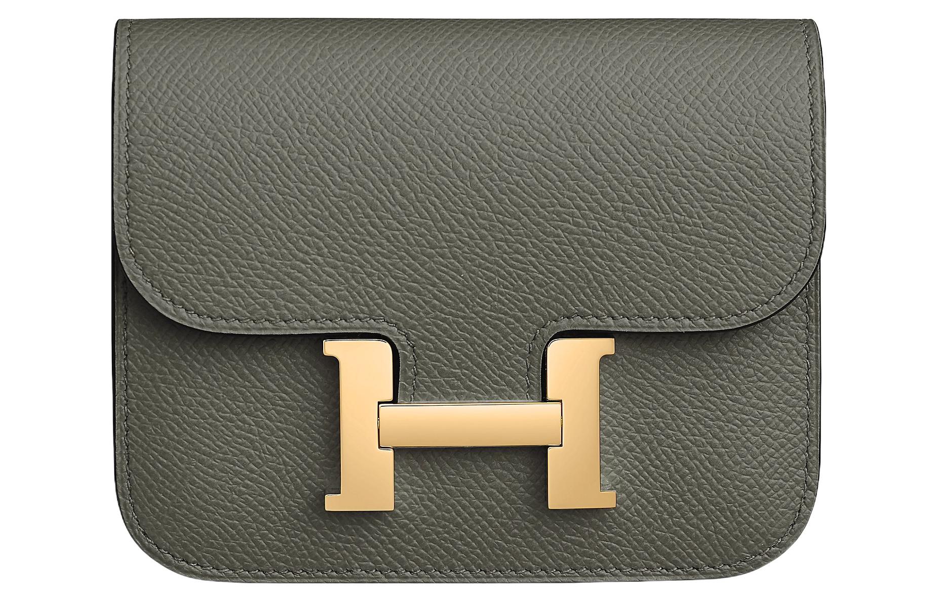 

Констанс Слим Кошелек из Кожи Эпсом, Кардхолдер, Поясная Сумка Женская 0L Грисмайер Дождевое Облако Серый HERMES