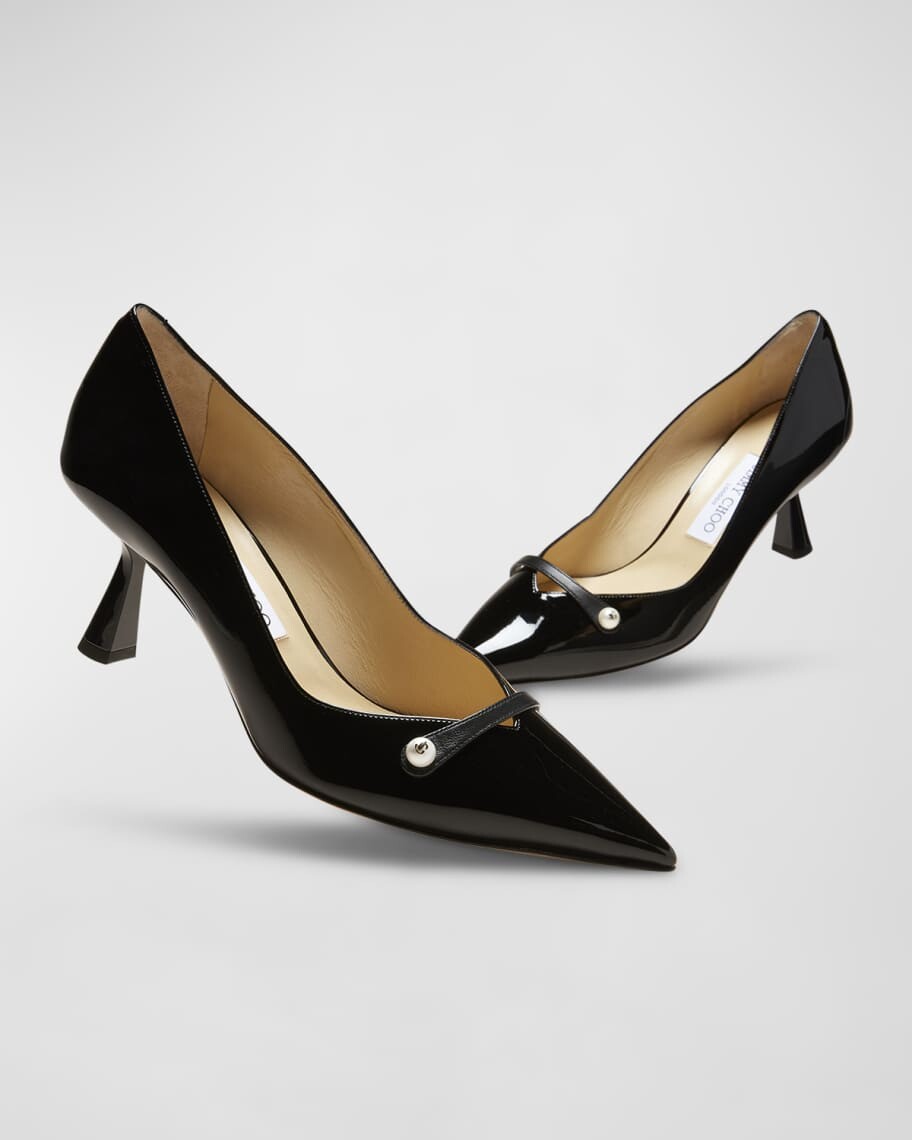 Патентованные туфли-лодочки Rosalia с жемчужным ремешком Jimmy Choo — фото 2