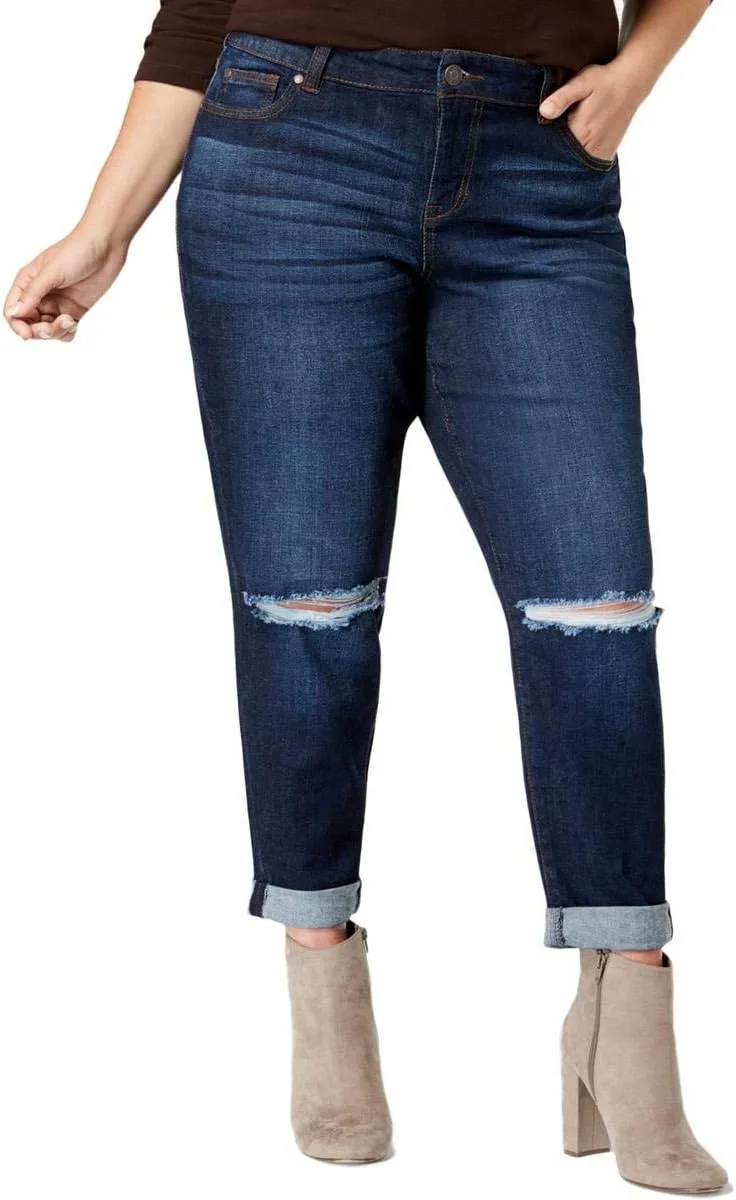 

Celebrity Pink модные джинсы plus size ripped girlfriend fit