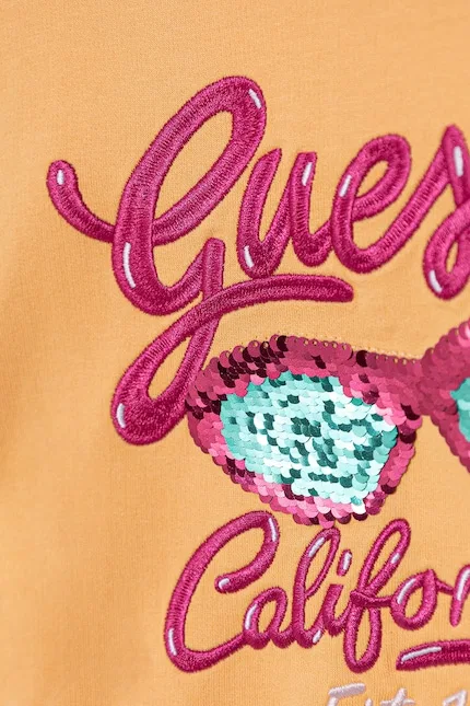 Детская блуза из хлопка Guess, оранжевый — фото 3