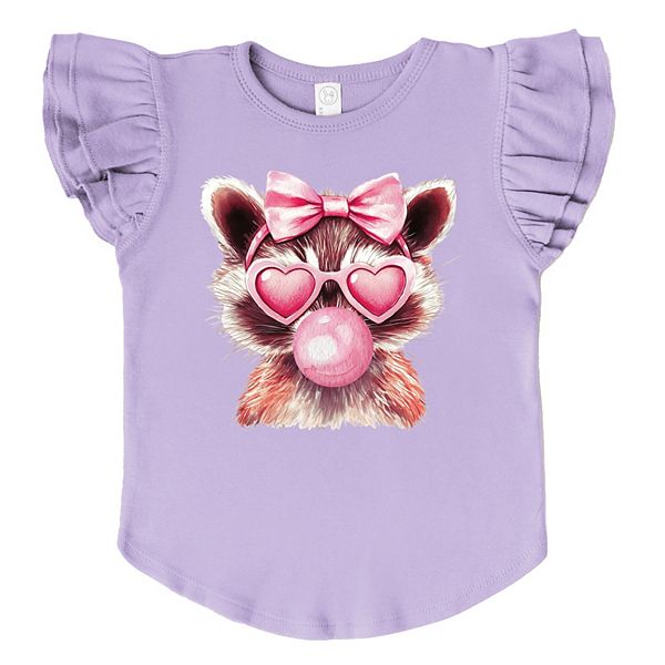 

Футболка с принтом Valentine raccoon with bubblegum и рукавами-крылышками The Juniper Shop, Lavender