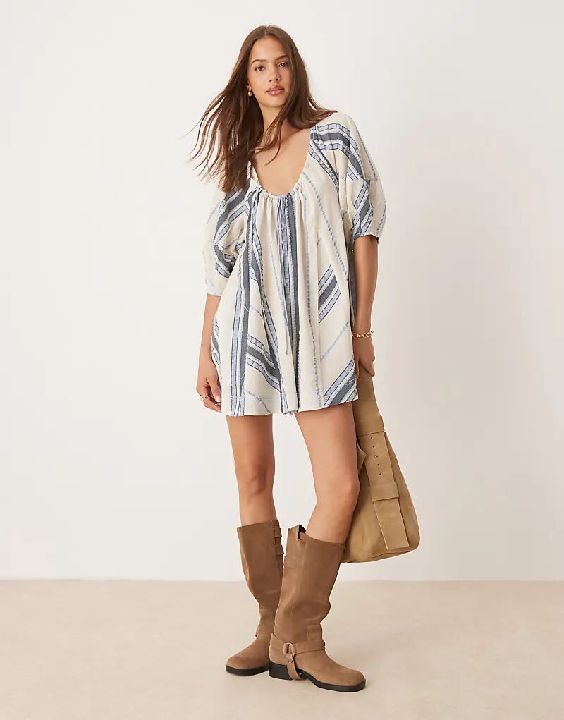 

Free People Комбинезон цвета слоновой кости в приморскую полоску