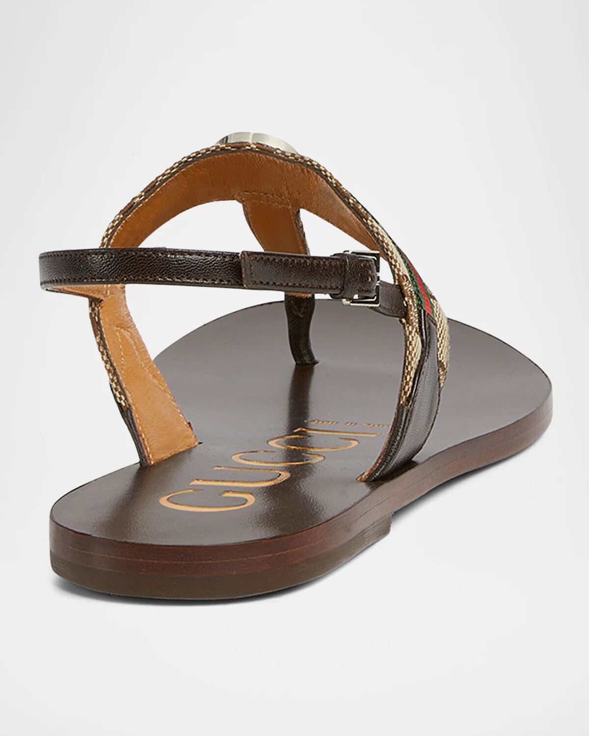 Сандалии Kika с ремешками на пятке на плоской подошве с узором GG Gucci, цвет Beige Ebony — фото 3