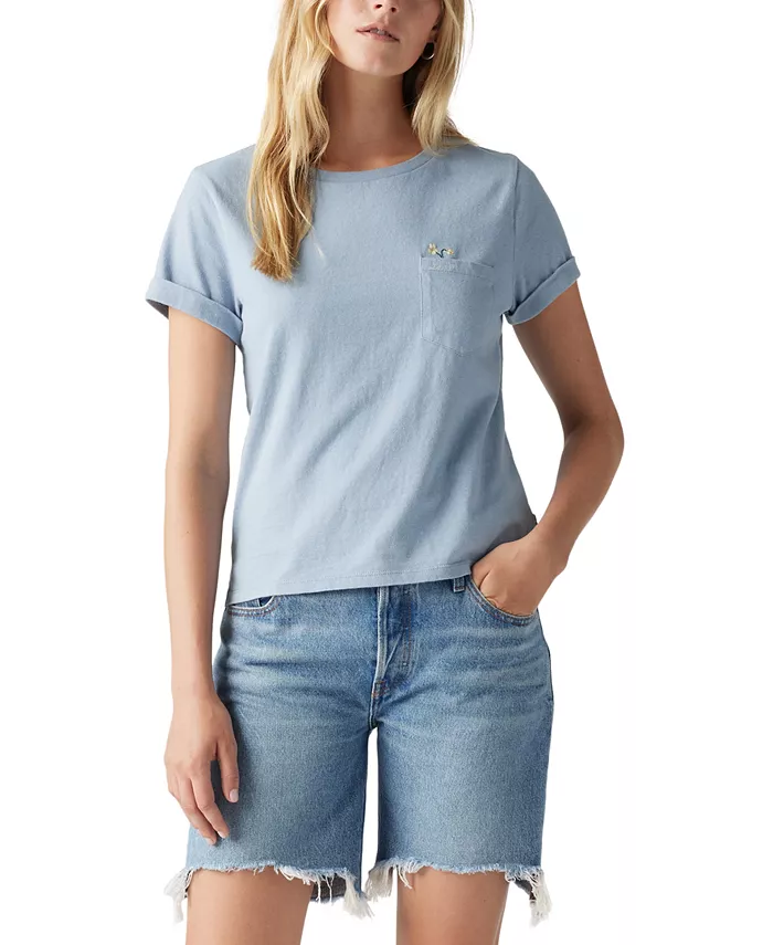 

Женская хлопковая футболка Margot с вышитой отделкой Levi's, синий