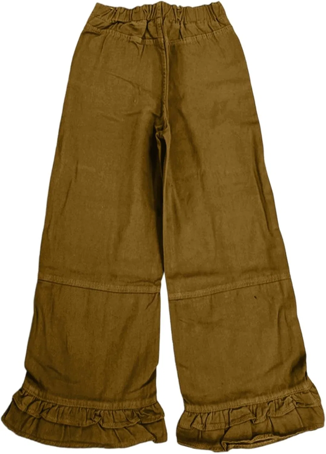 Джинсы широкие с оборкой, Army Green — фото 4