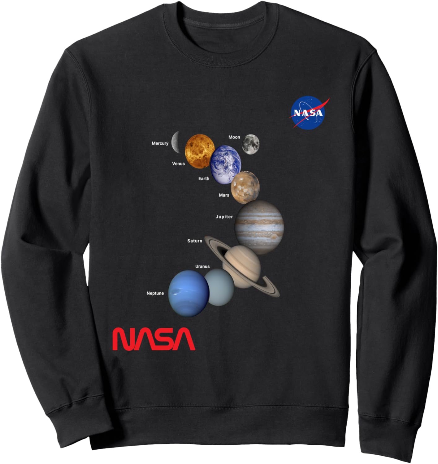 

Толстовка с логотипом NASA, изображающим планеты Солнечной системы и червей Nasa Planet Solar System, черный