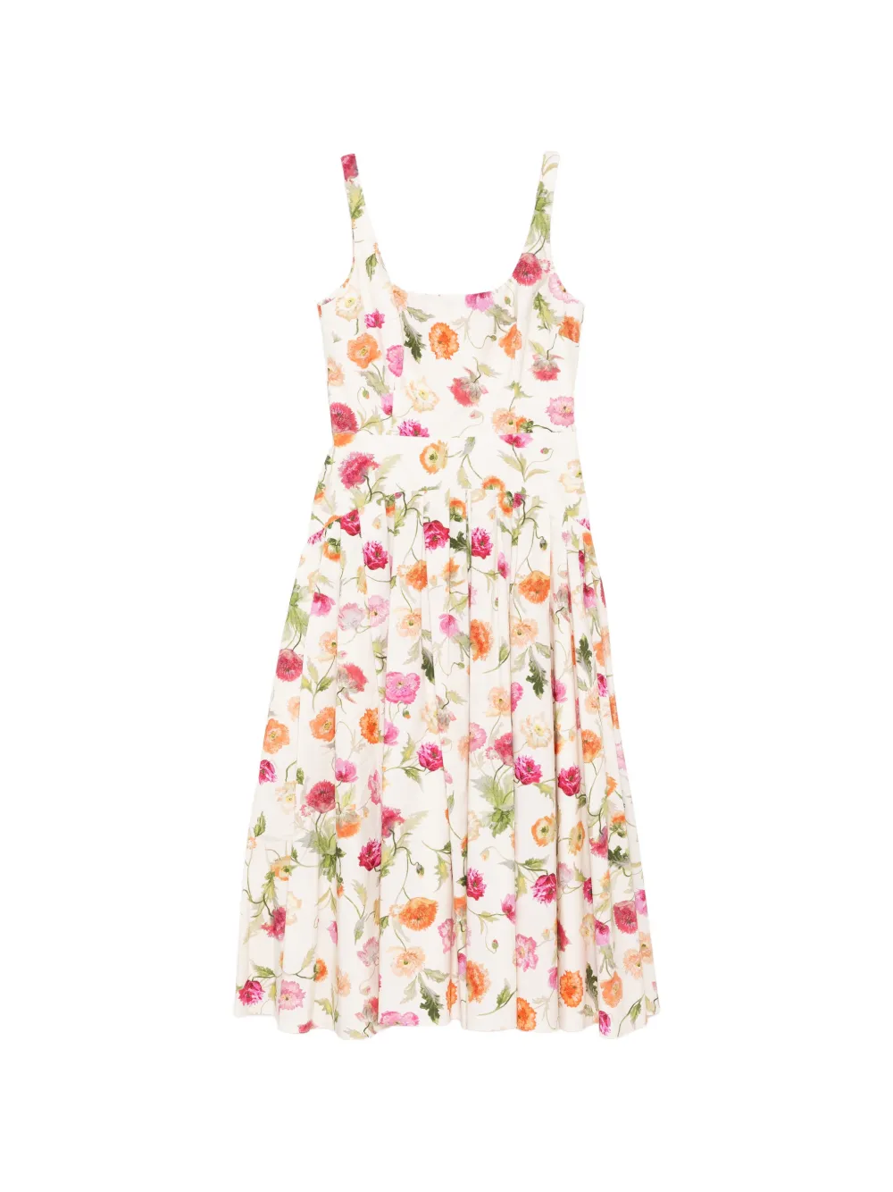 

Миди-платье с принтом "маки" Carolina Herrera, бежевый