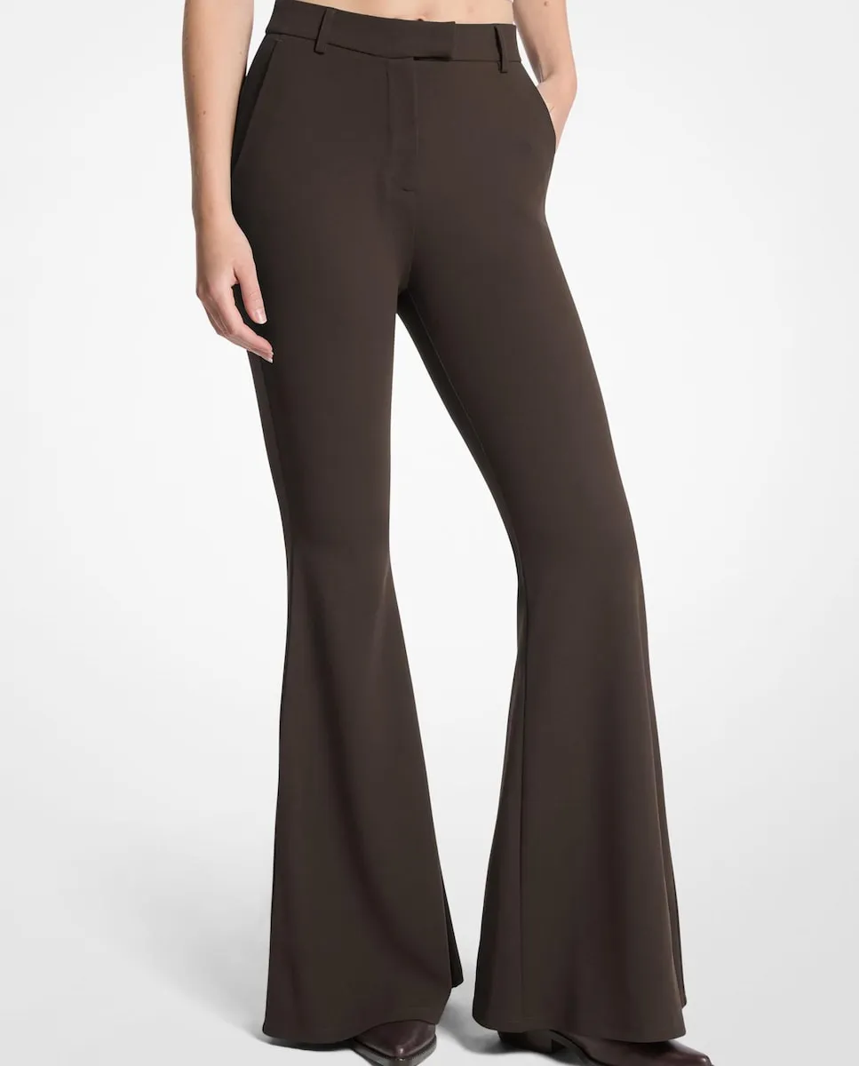 

Женские расклешенные брюки из эластичного крепа с боковыми карманами Michael Michael Kors, шоколадный коричневый