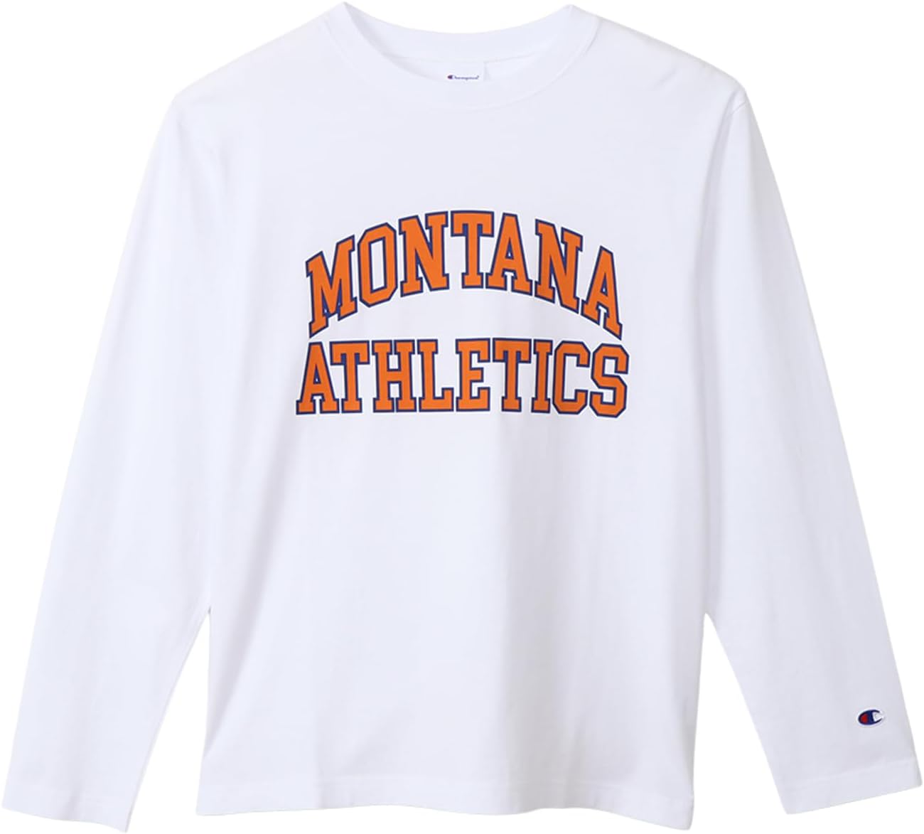 

Мужская футболка с длинным рукавом Champion C3-Y423, круглый вырез, 100% хлопок, графический принт США, футболка с длинным рукавом, базовая модель, белый/оранжевый