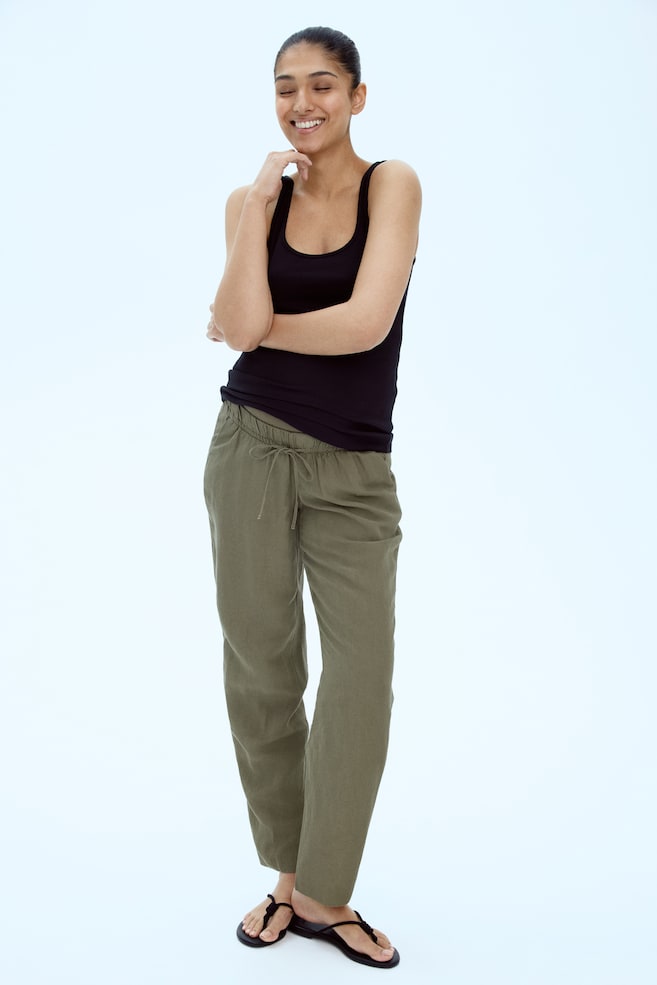 

Брюки для мам из смеси льна H&M, зеленый