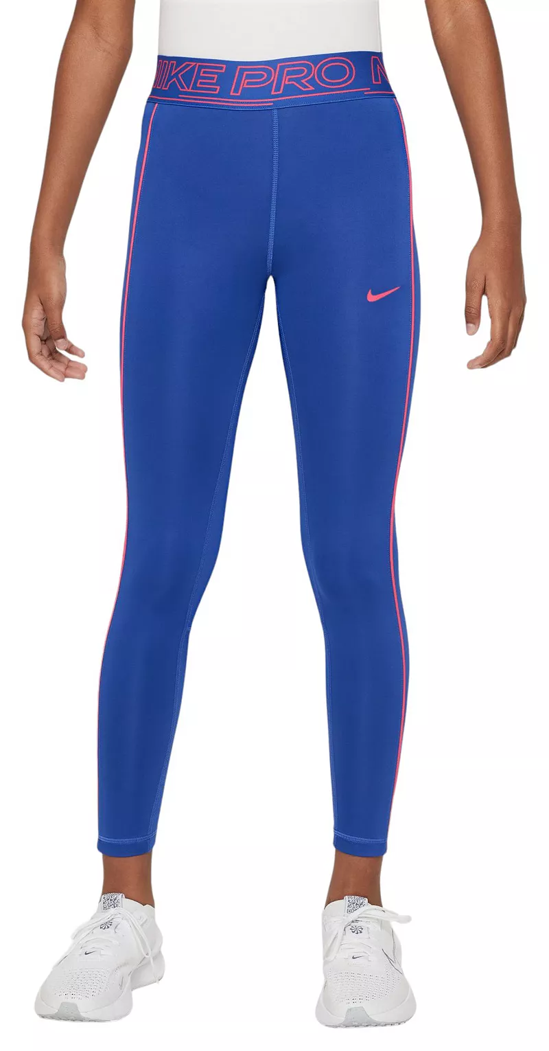 

Спортивные леггинсы со средней посадкой Nike Pro Dri-FIT для девочек, цвет Game Royal