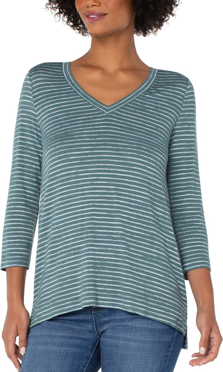 

Пуловер Liverpool Los Angeles 3/4 Sleeve V-Neck, цвет Shale Green Stripe