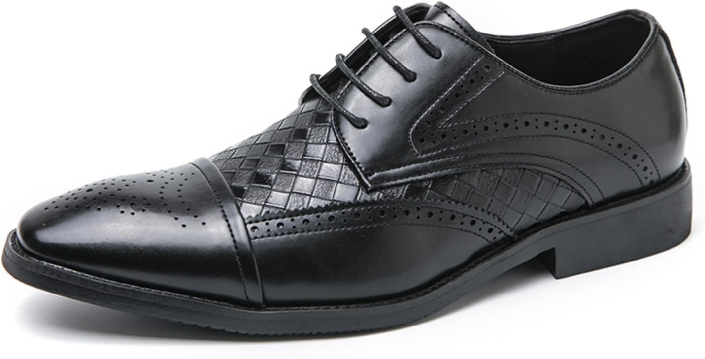 

Мужские винтажные оксфорды из кожи с острым носком Qwuieoin, черный