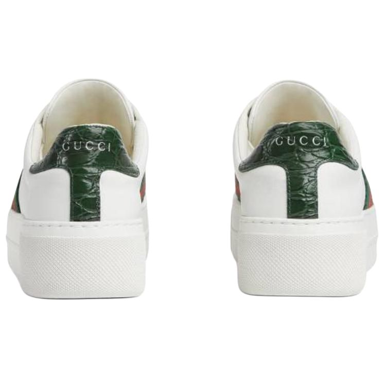 GUCCI Женские низкие кроссовки для скейтбординга 4,5 см бело-зеленые — фото 4