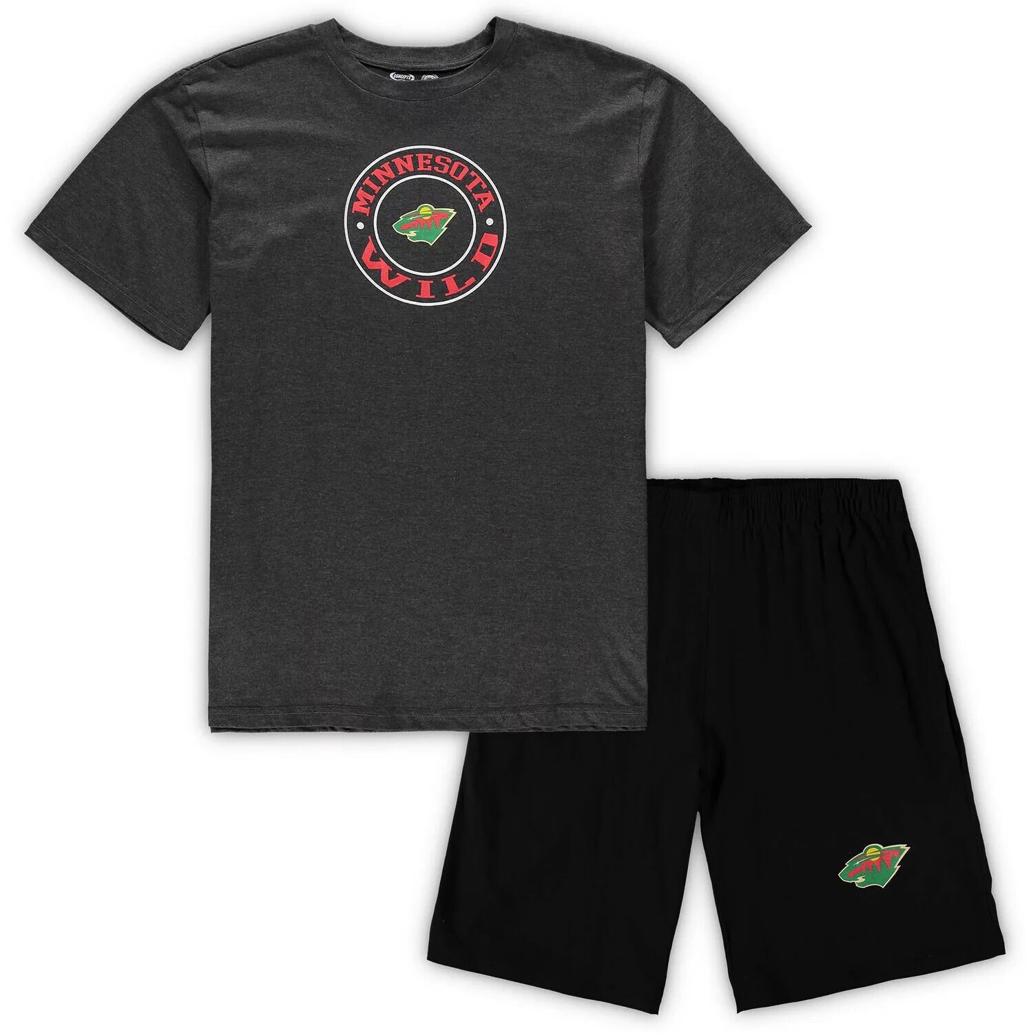 

Мужская футболка Concepts Sport черная/темно-серая Minnesota Wild Big & Tall, комплект для сна и шорты