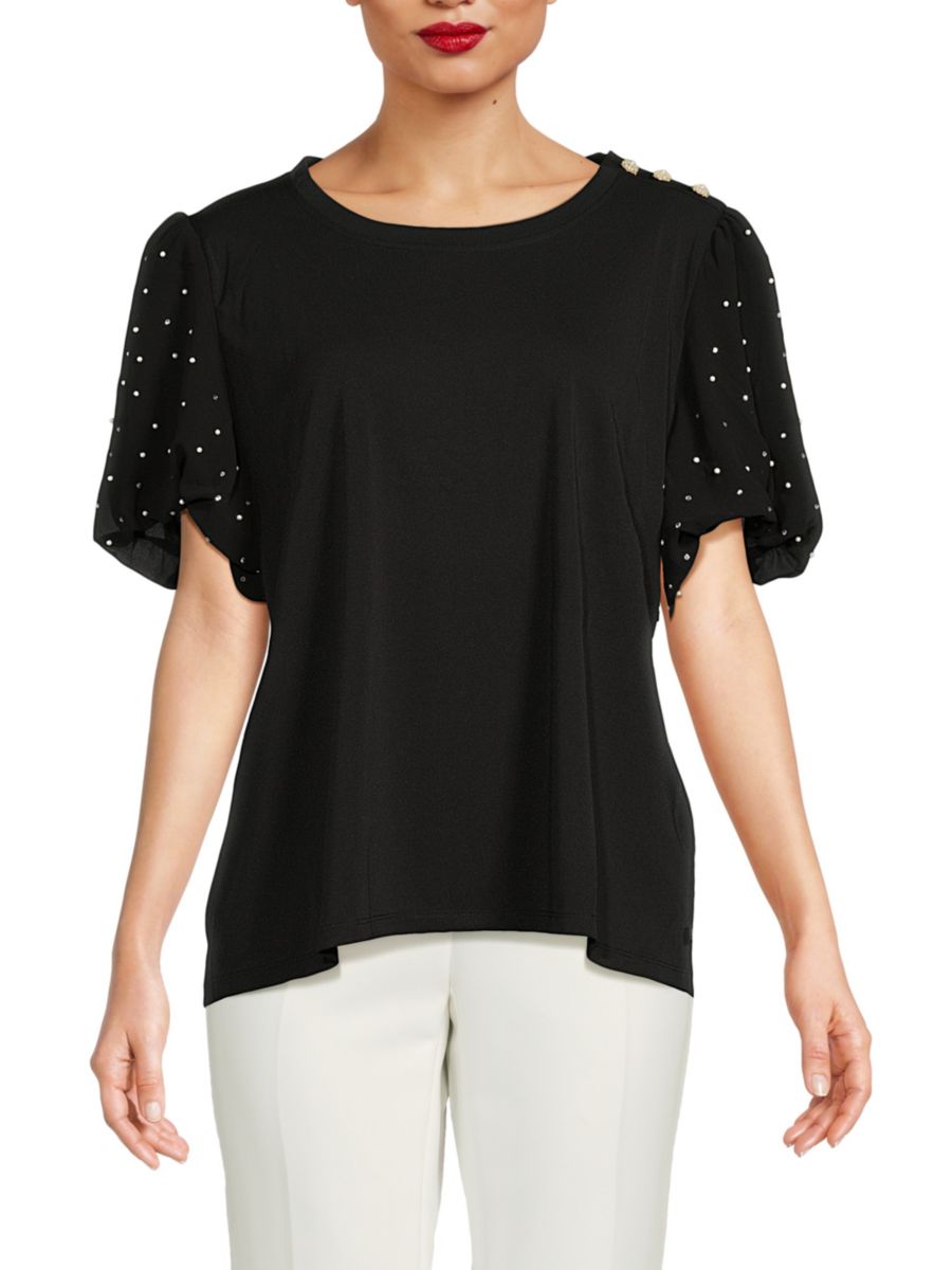 

Топ с декоративными рукавами-буфами Karl Lagerfeld Paris, черный