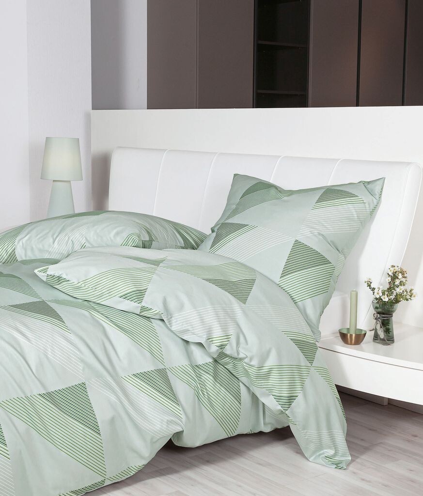 

Сатиновое постельное белье Janine Mako J.D. 87065 малахитовый зеленый 155х220 см + 80х80 см Original Janine