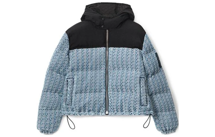 Alexander Wang Пуховик с логотипом и цветными блоками в технике жаккард