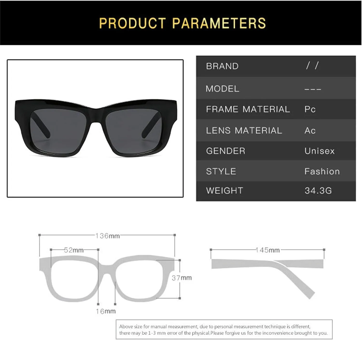 

Солнцезащитные очки Willochra Fashion Classic Square Rivet для женщин и мужчин, в стиле ретро, ​​с толстой оправой, квадратной и прямоугольной формы, White