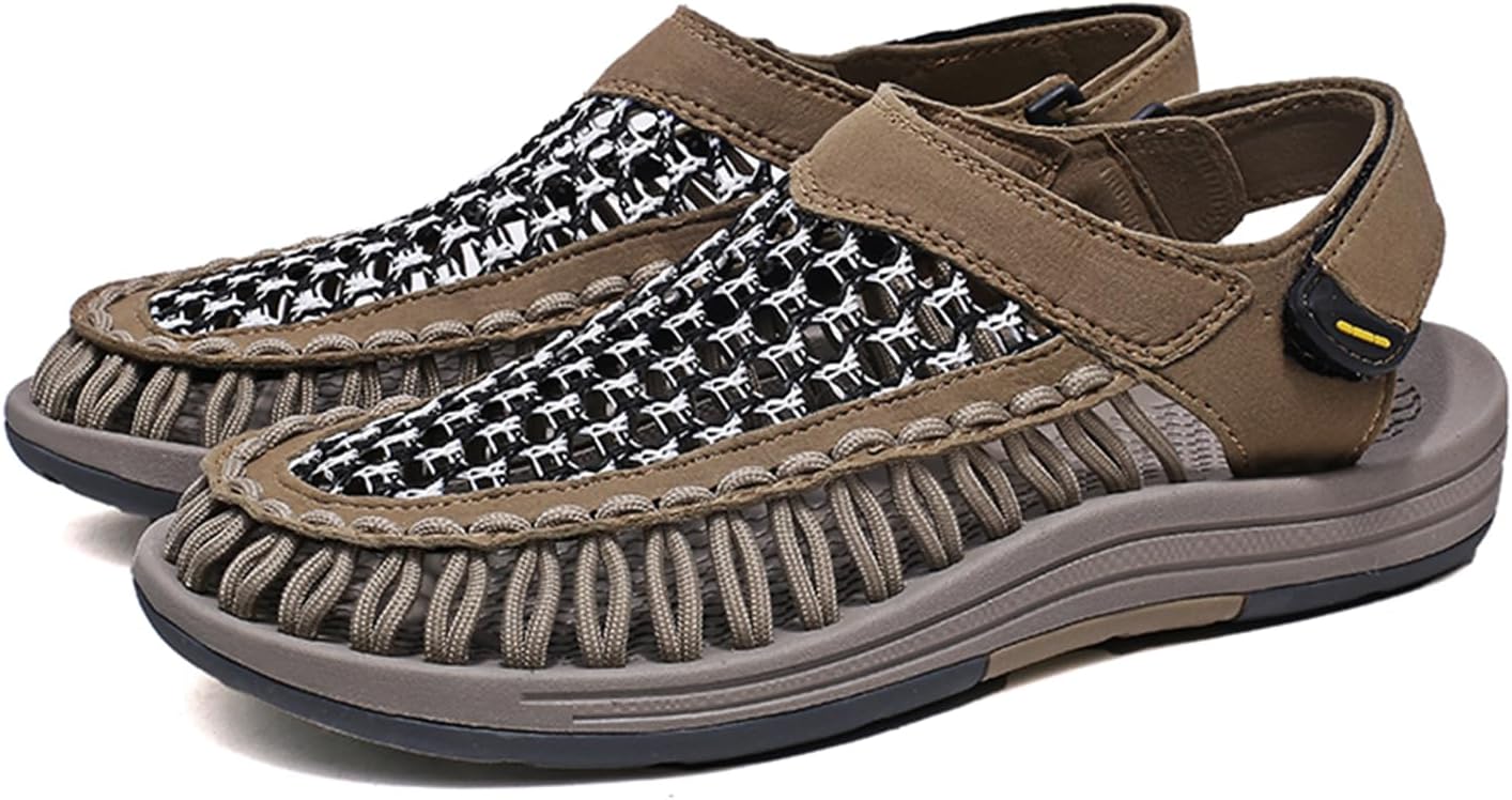

Мужские плетеные слипоны Dacnakby, дышащие плоские сандалии, легкие сетчатые сандалии для мужчин, черные повседневные водные обувь для улицы