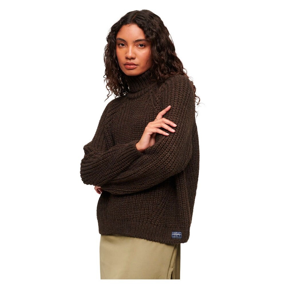 

Свитер Superdry Slouchy Stitch Roll Neck, коричневый