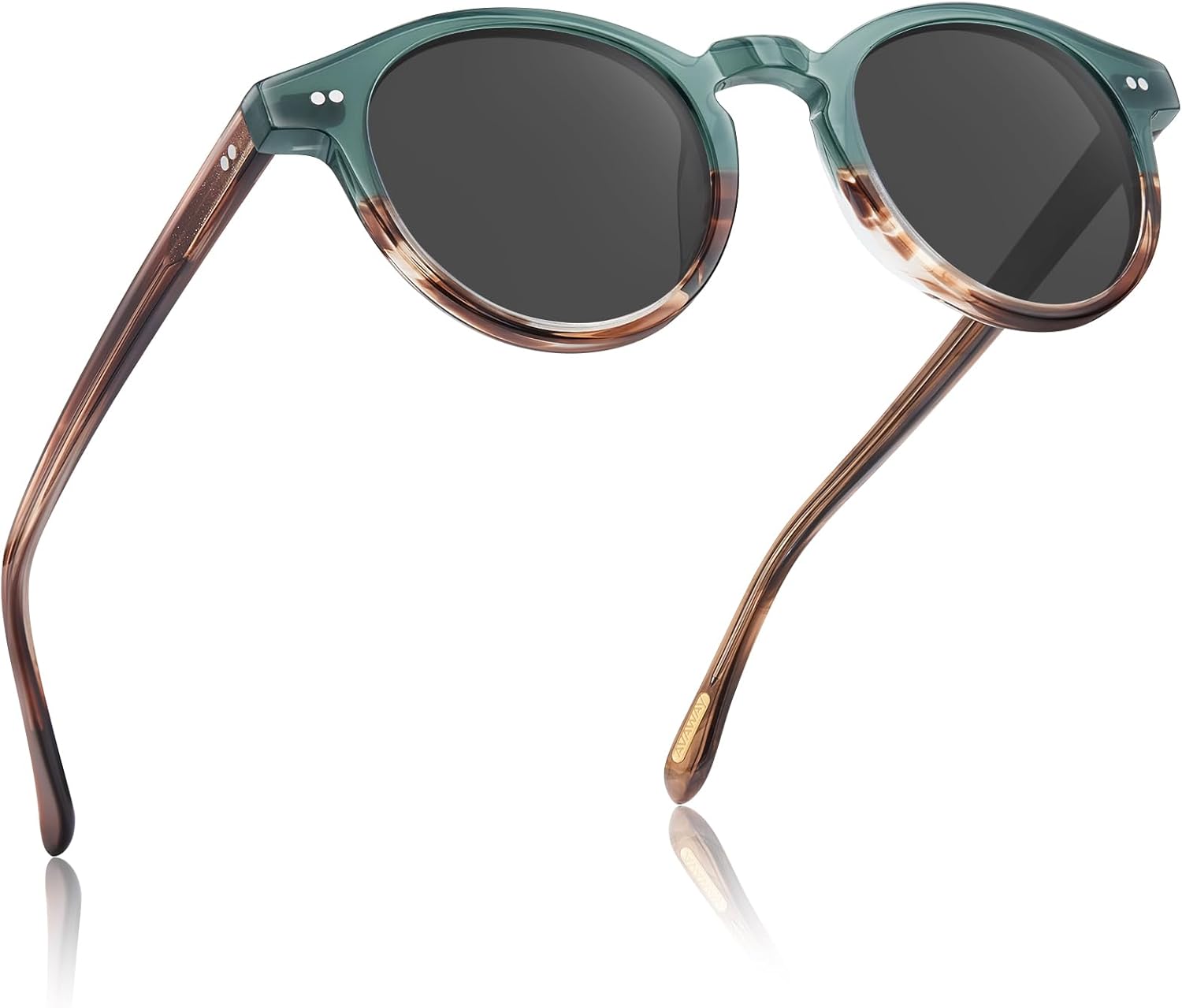 

Солнцезащитные очки AVAWAY для женщин и мужчин, маленькие, поляризованные, с круглой оправой из ацетата, защита от УФ-излучения UV400, для вождения, отдыха, летних прогулок, B18: Olive Amber / Grey Lens