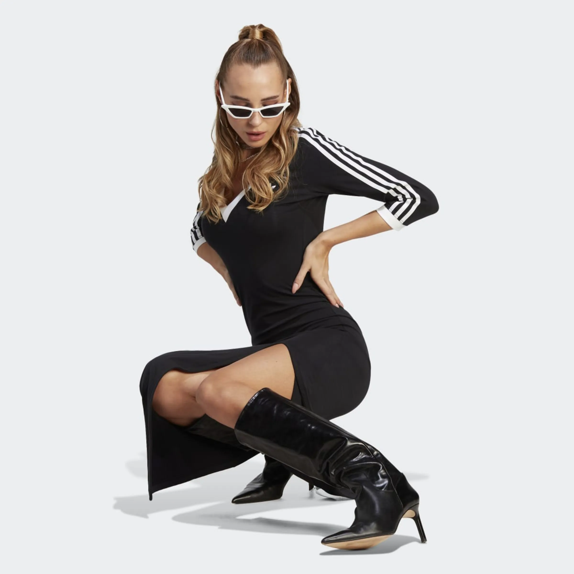 Женское платье макси Adicolor Classics 3 полоски Originals Adidas, черный — фото 3