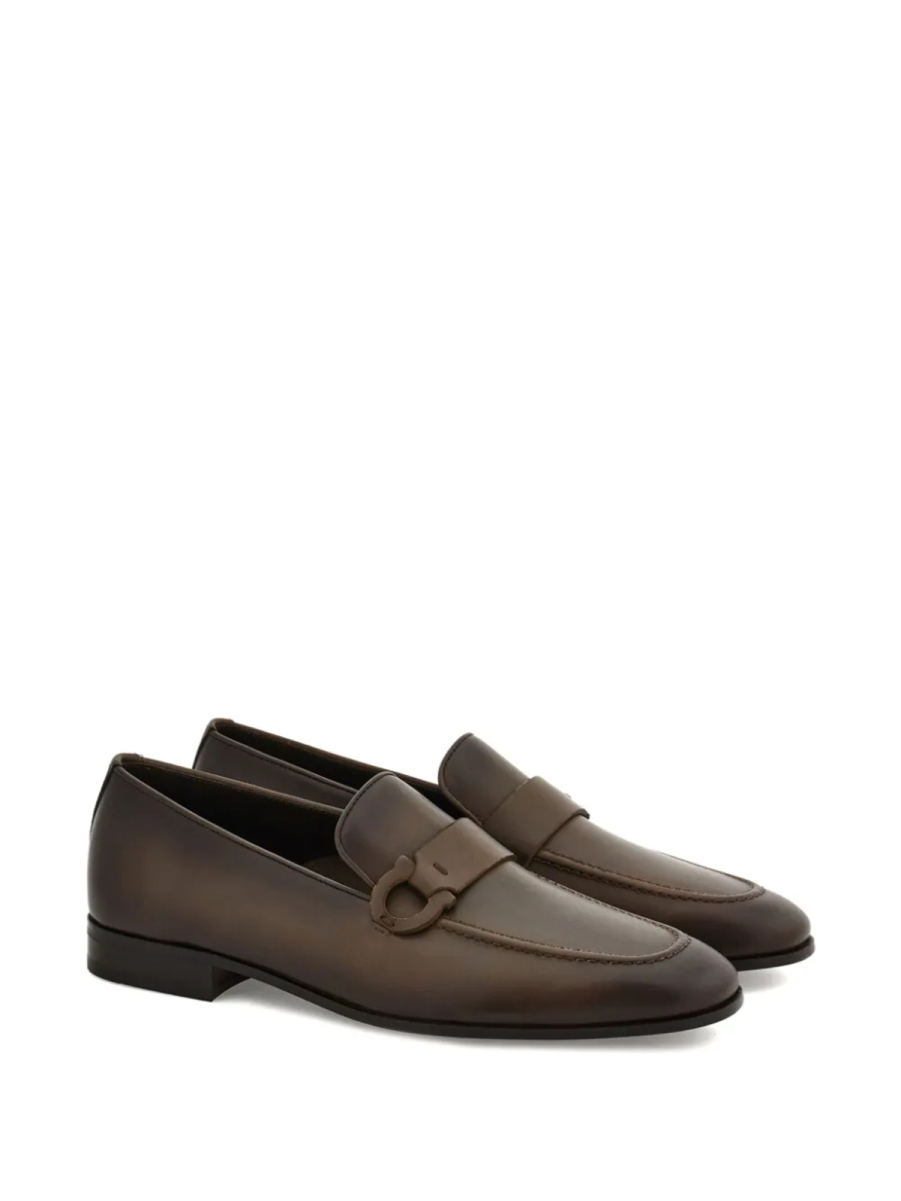 Лоферы с декором Gancini Ferragamo, коричневый — фото 2