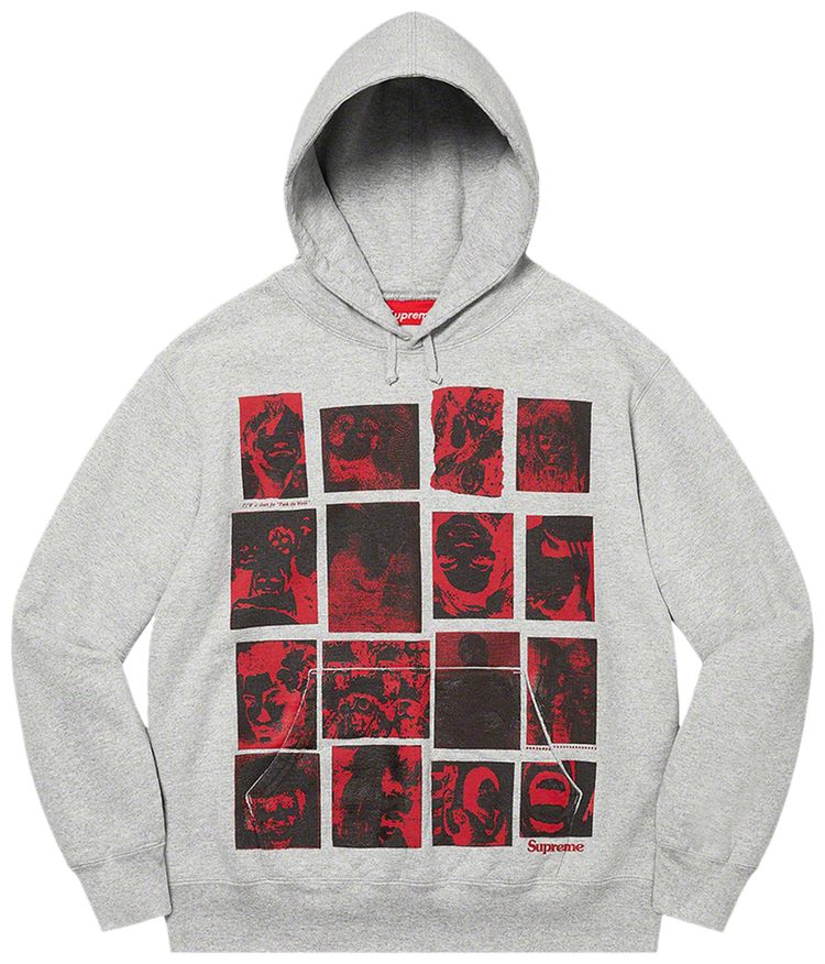 

Толстовка Supreme Collage Grid Hooded Sweatshirt 'Heather Grey', серый
