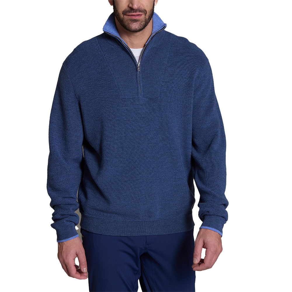 

Мужской свитер Alashan Shaker с застежкой-молнией на четверть длины из шерстяной мериносовой шерсти., Evening Combo