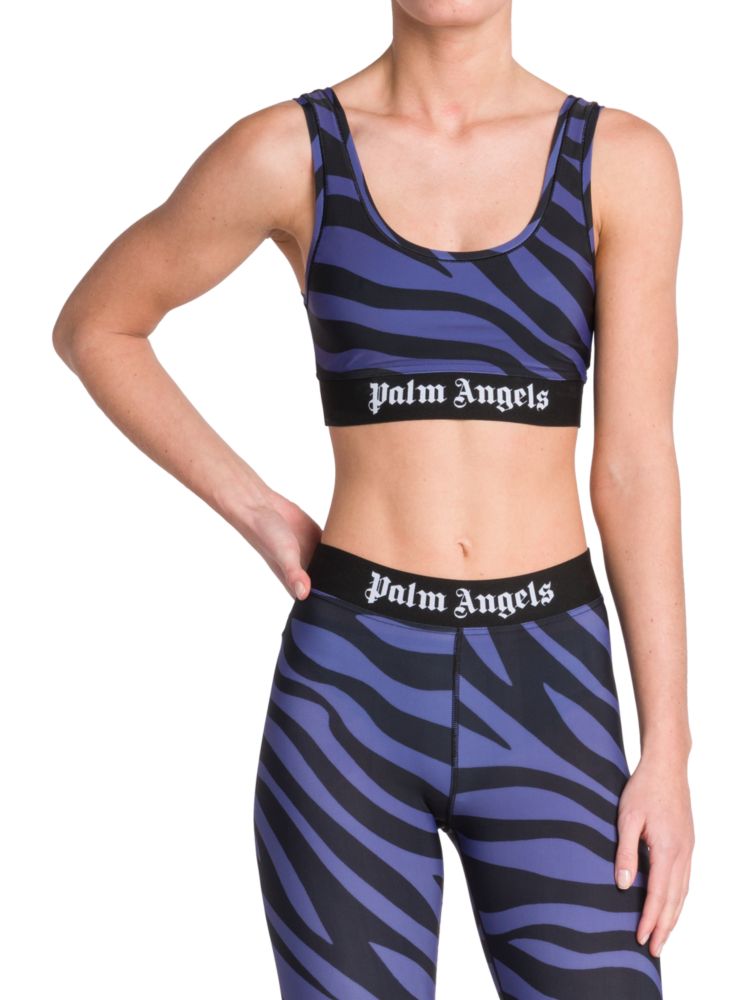 

Бюстгальтер с зебровым принтом и логотипом Palm Angels, цвет Purple Black