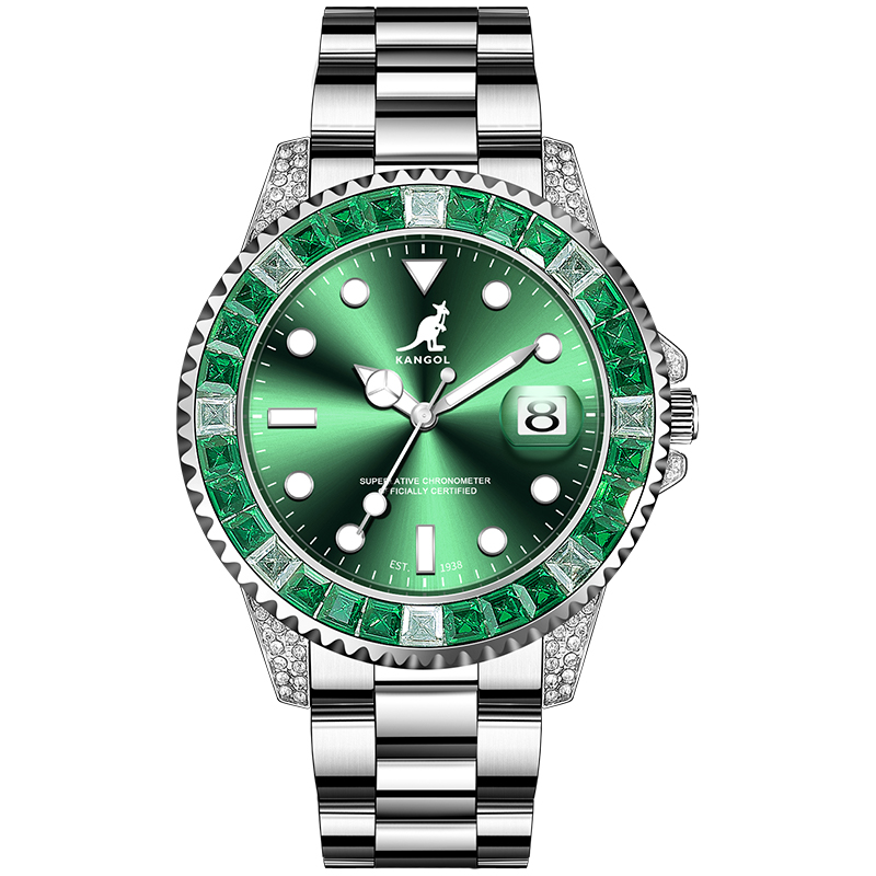 

KANGOL Часы Diver Quartz Movement Stainless Steel Watchband Watch Men's Watch Green Dial, Green Dial