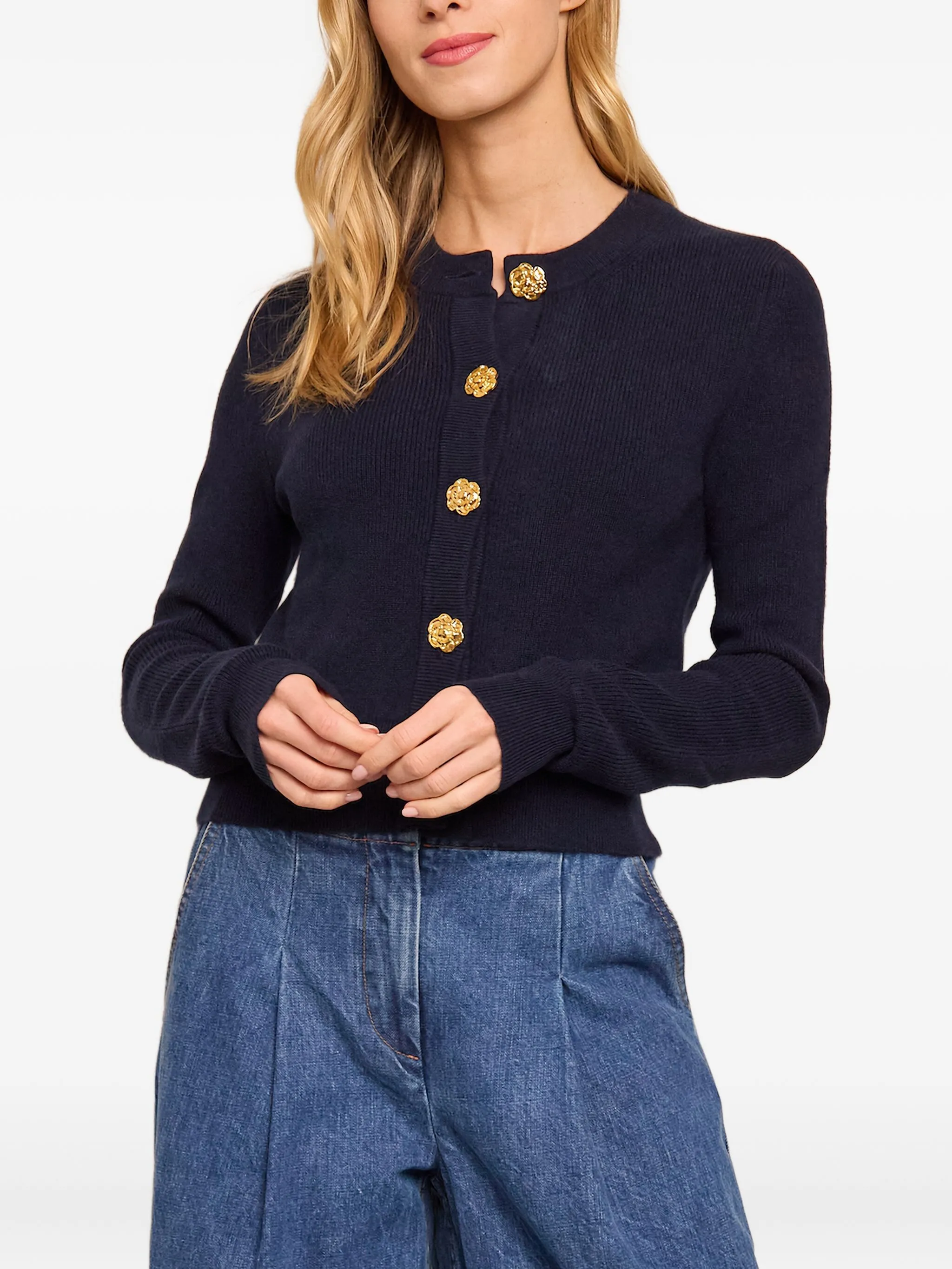 

Кардиган из смесовой шерсти на пуговицах Cara Cara, синий