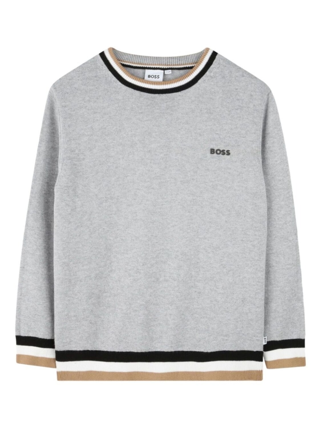 

BOSS Kidswear джемпер с полосатым краем, серый