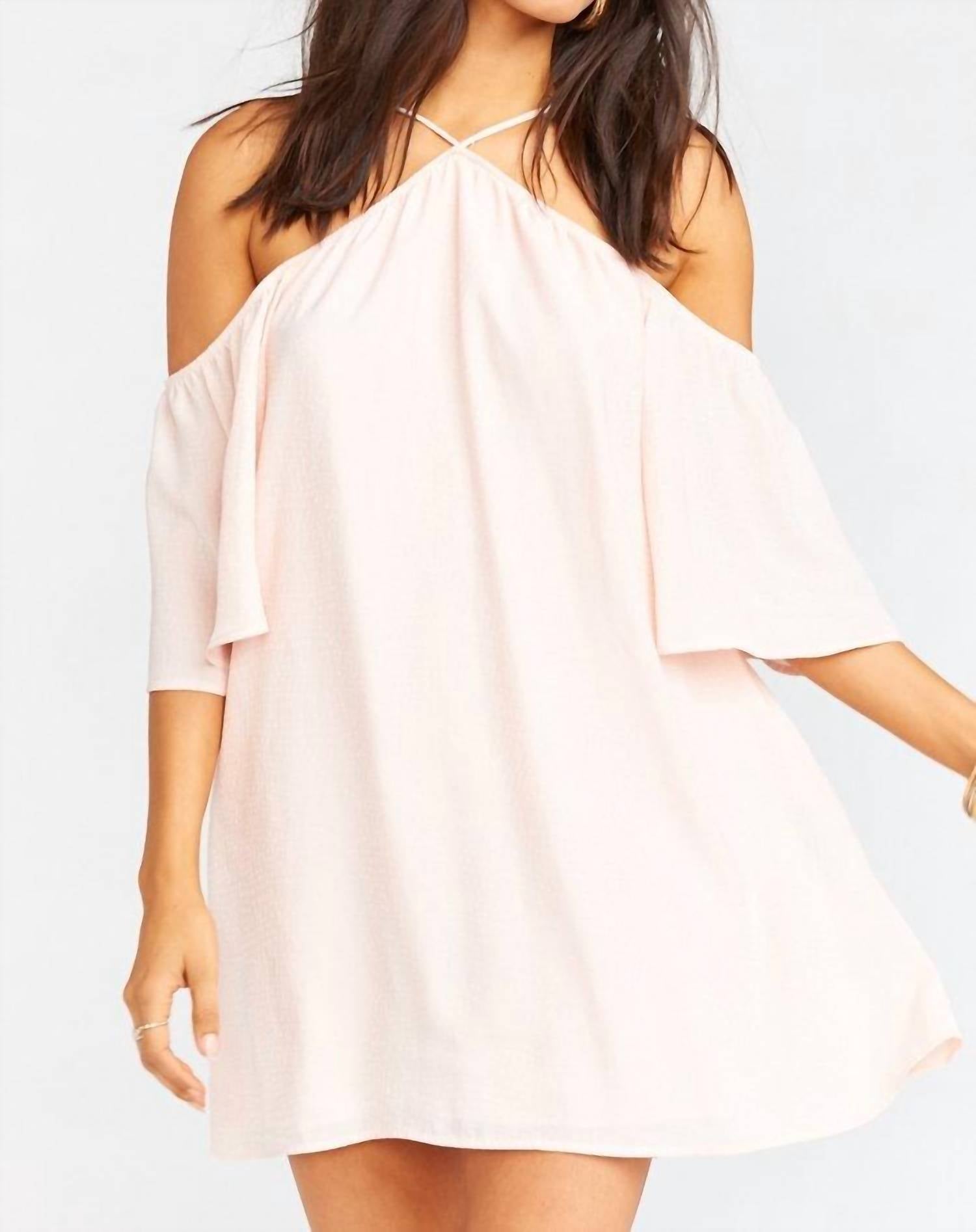 

Платье Lindsay Halter в горошек розового цвета Show Me Your Mumu