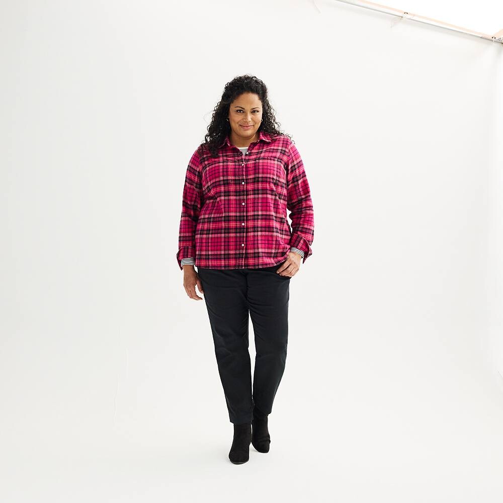 

Плюс размер Croft & Barrow Очень мягкая фланелевая рубашка в клетку, цвет Blue Festive Plaid