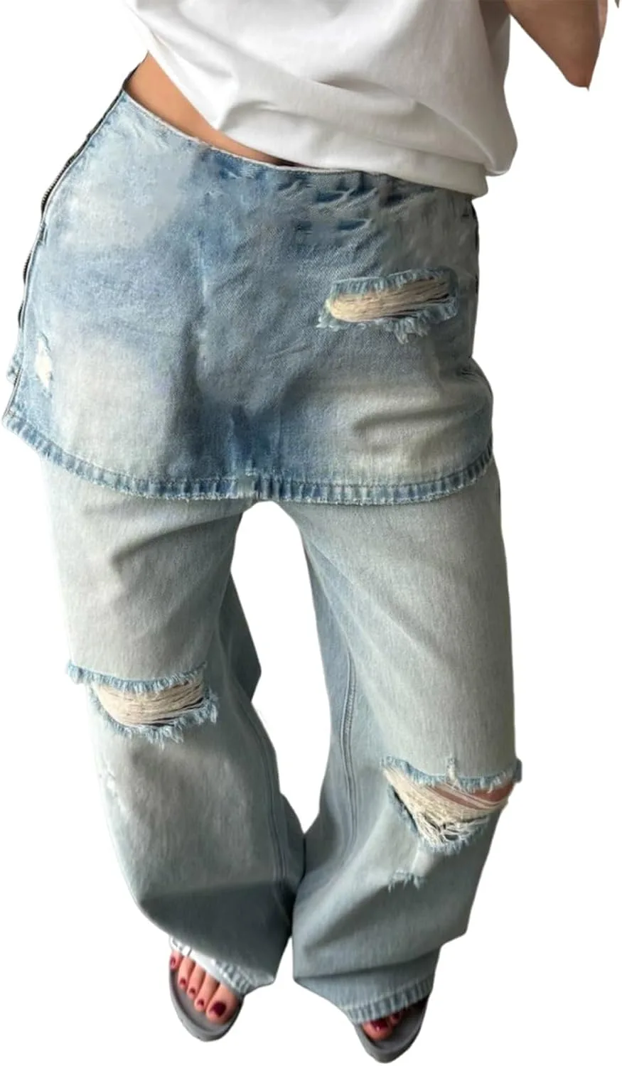 

Женские джинсы utcoco в стиле Y2k с высокой талией и боковой молнией